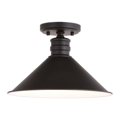 Akron 12 - in. 1 Light Semi - Flush Mount Oil Rubbed Bronze and Matte White - Orvon Lighting