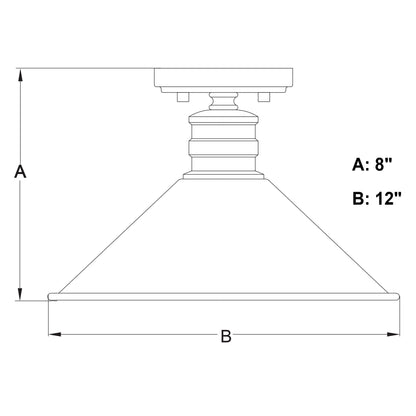 Akron 12 - in. 1 Light Semi - Flush Mount Oil Rubbed Bronze and Matte White - Orvon Lighting