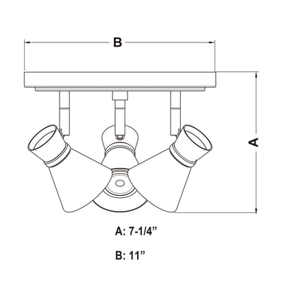 Alto 3L LED Directional Ceiling Light Brushed Nickel and Chrome - Orvon Lighting