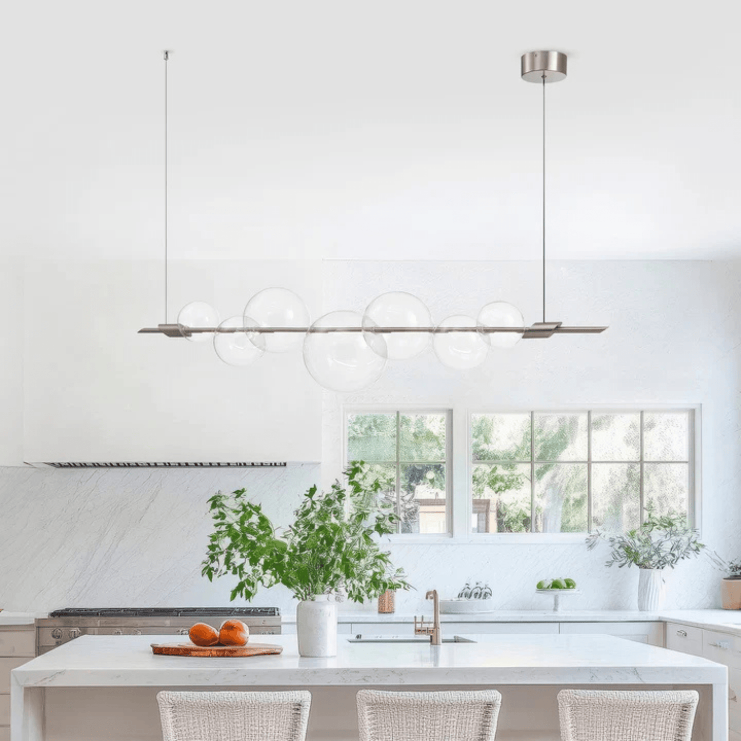 Aluminum and Glass Chandelier Satin Nickel - Orvon Lighting