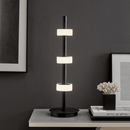 Aluminum and Spanish Alabaster Table Lamp Black - Orvon Lighting