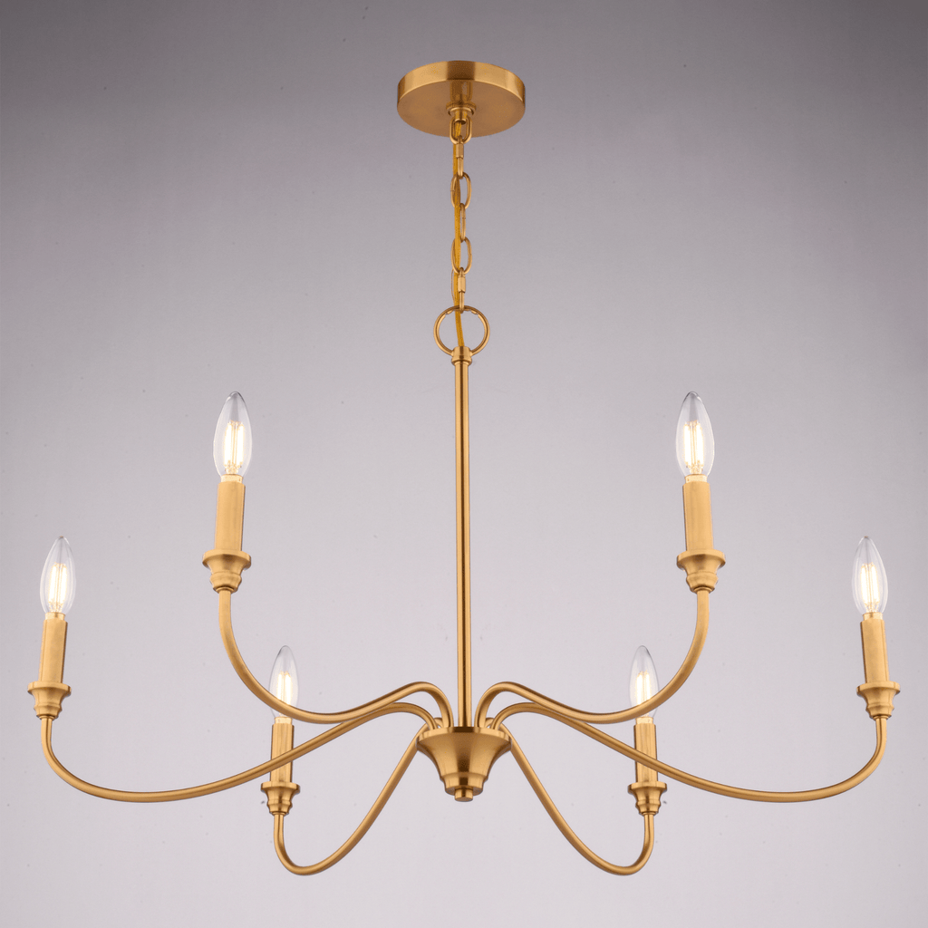 Annabelle 30 - in. W 6 Light Chandelier Muted Brass - Orvon Lighting