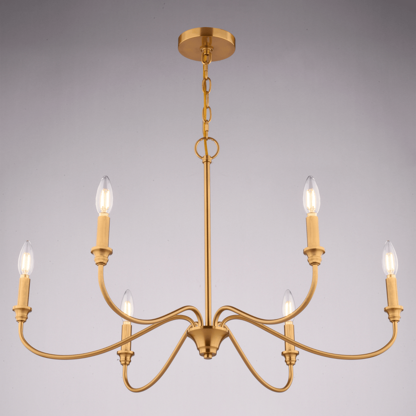 Annabelle 30 - in. W 6 Light Chandelier Muted Brass - Orvon Lighting