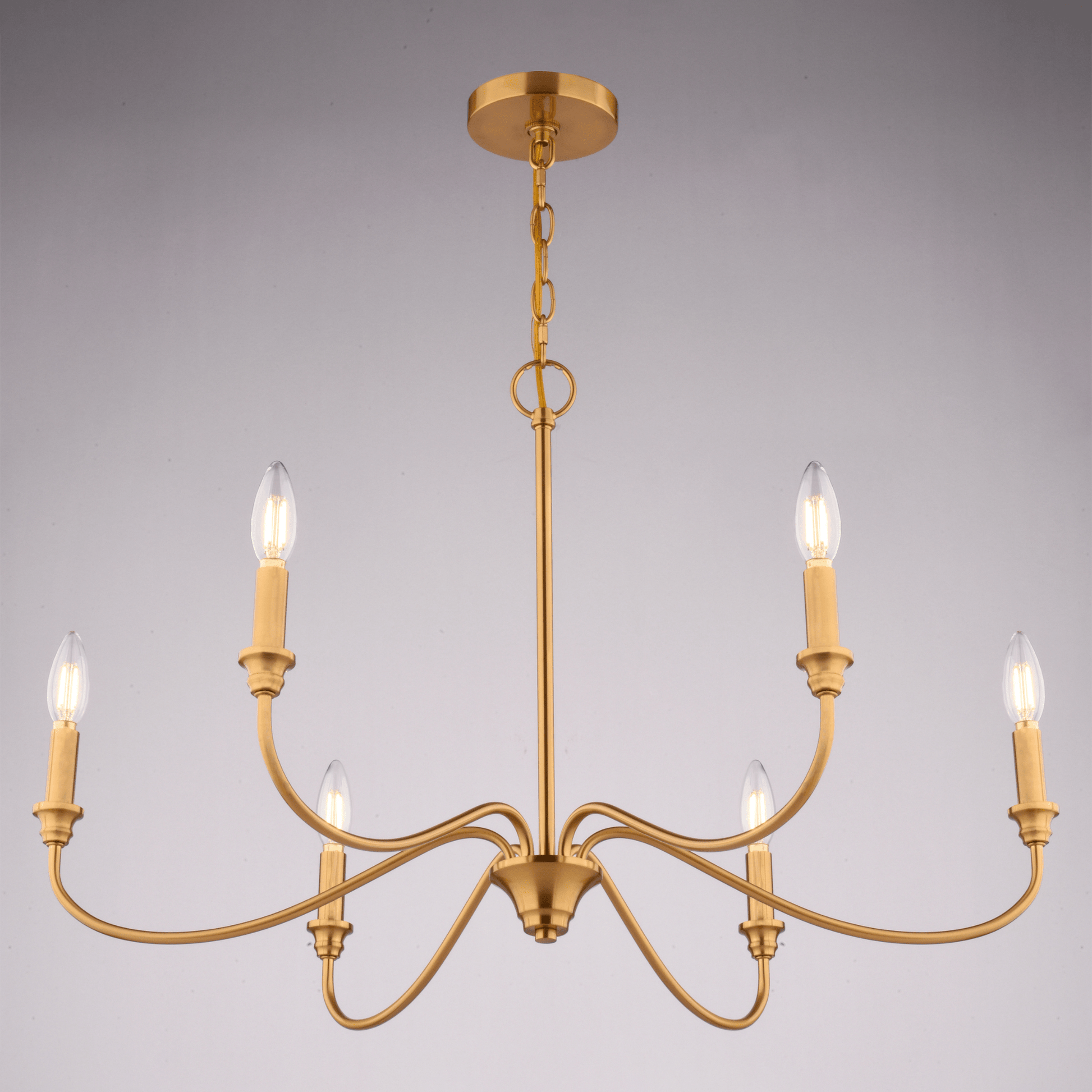 Annabelle 30 - in. W 6 Light Chandelier Muted Brass - Orvon Lighting
