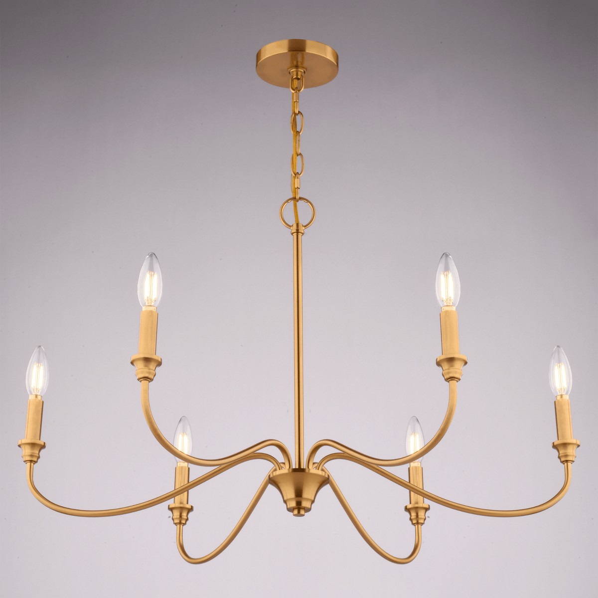Annabelle 30 - in. W 6 Light Chandelier Muted Brass - Orvon Lighting