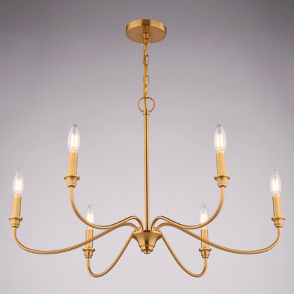 Annabelle 30 - in. W 6 Light Chandelier Muted Brass - Orvon Lighting