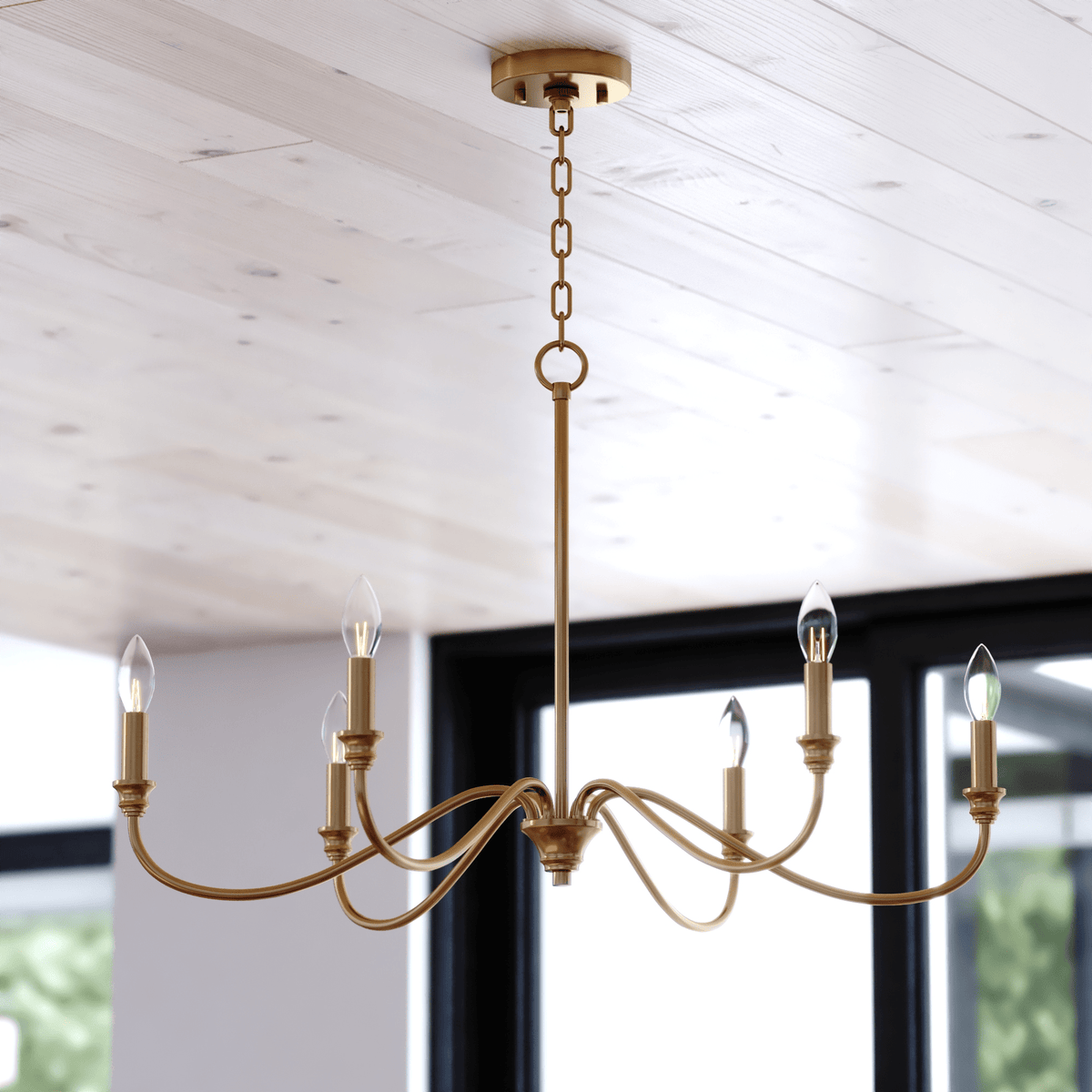 Annabelle 30 - in. W 6 Light Chandelier Muted Brass - Orvon Lighting