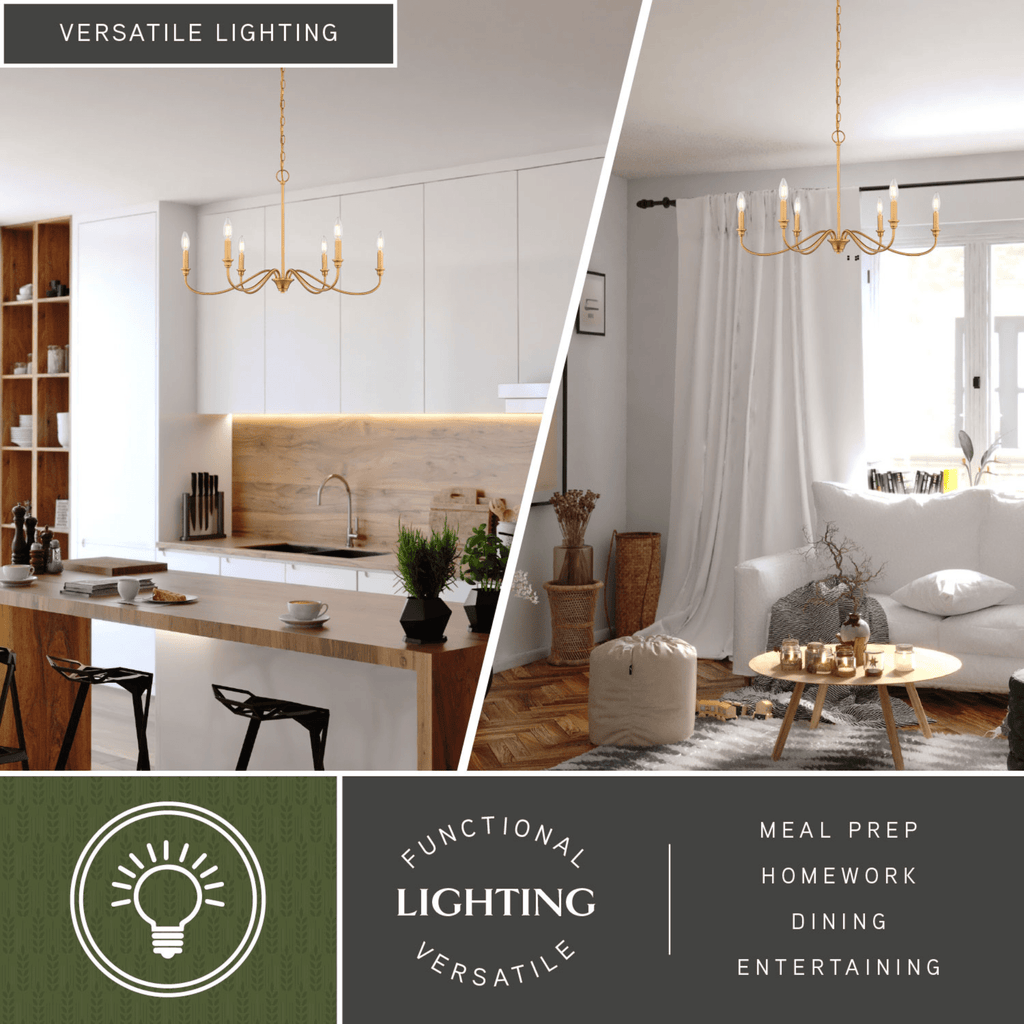 Annabelle 30 - in. W 6 Light Chandelier Muted Brass - Orvon Lighting