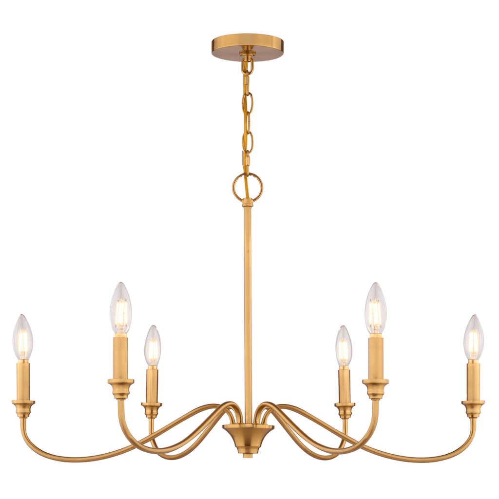 Annabelle 30 - in. W 6 Light Chandelier Muted Brass - Orvon Lighting