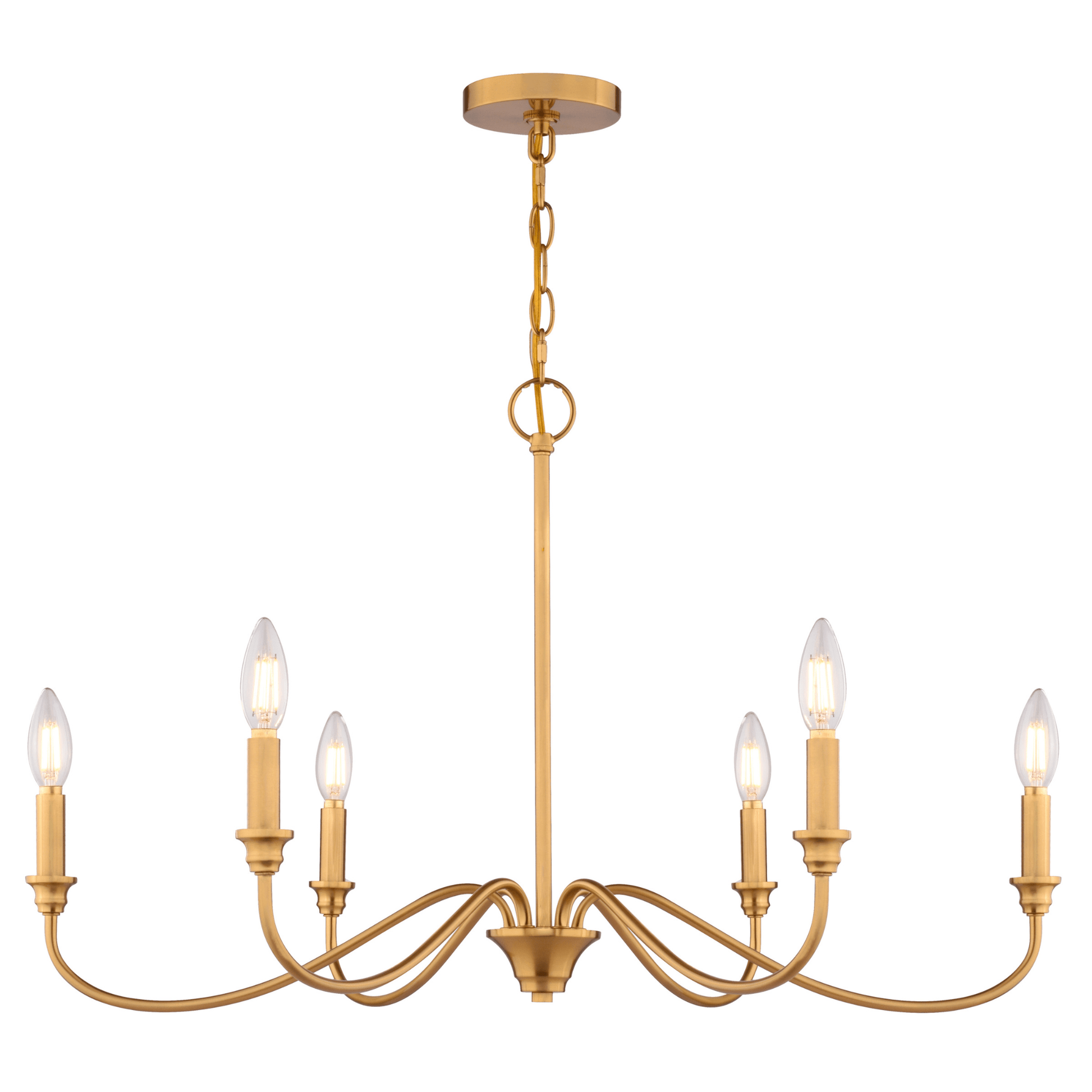 Annabelle 30 - in. W 6 Light Chandelier Muted Brass - Orvon Lighting