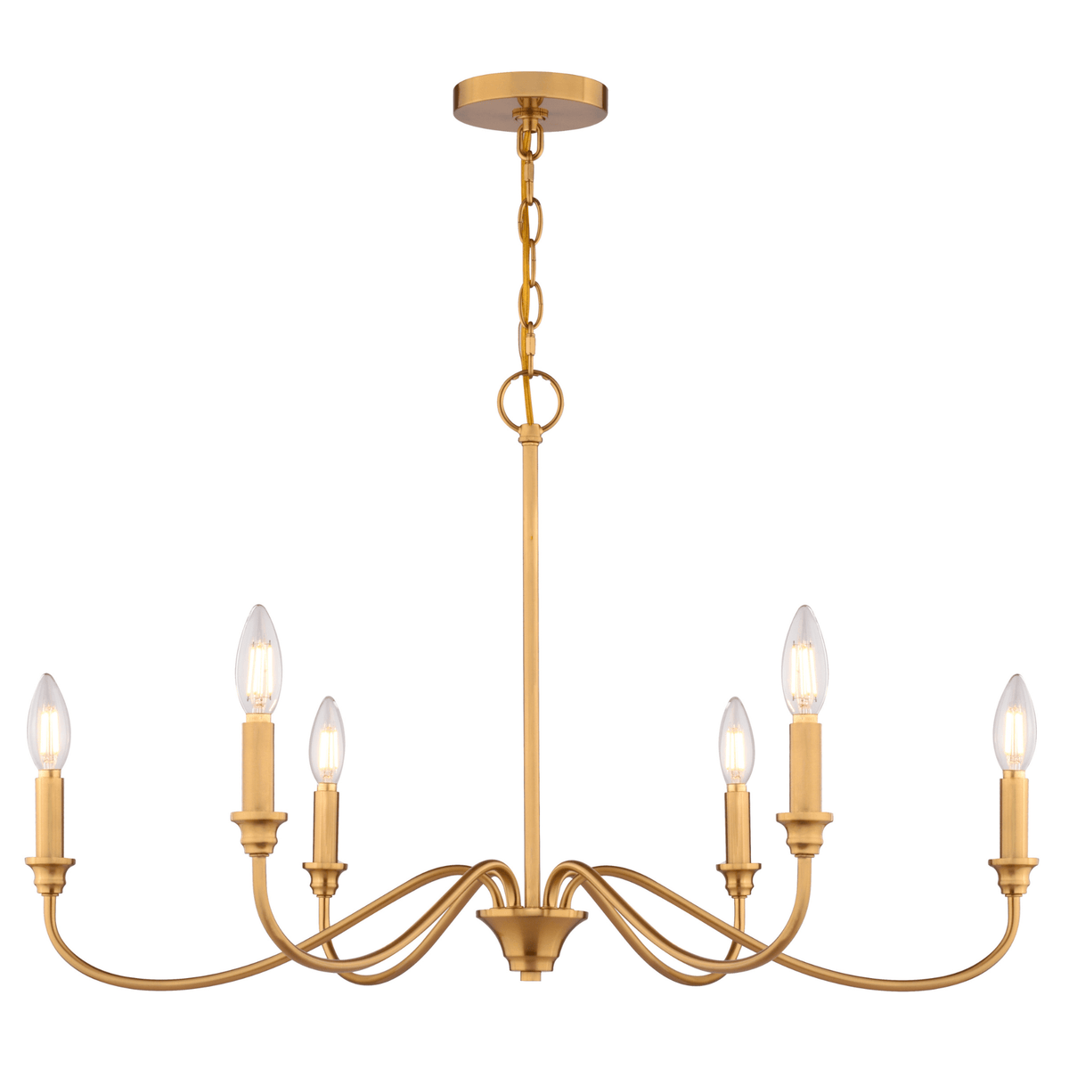 Annabelle 30 - in. W 6 Light Chandelier Muted Brass - Orvon Lighting