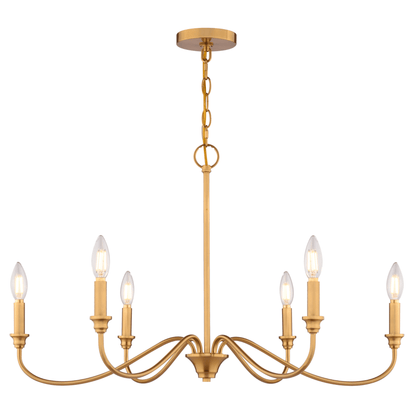 Annabelle 30 - in. W 6 Light Chandelier Muted Brass - Orvon Lighting