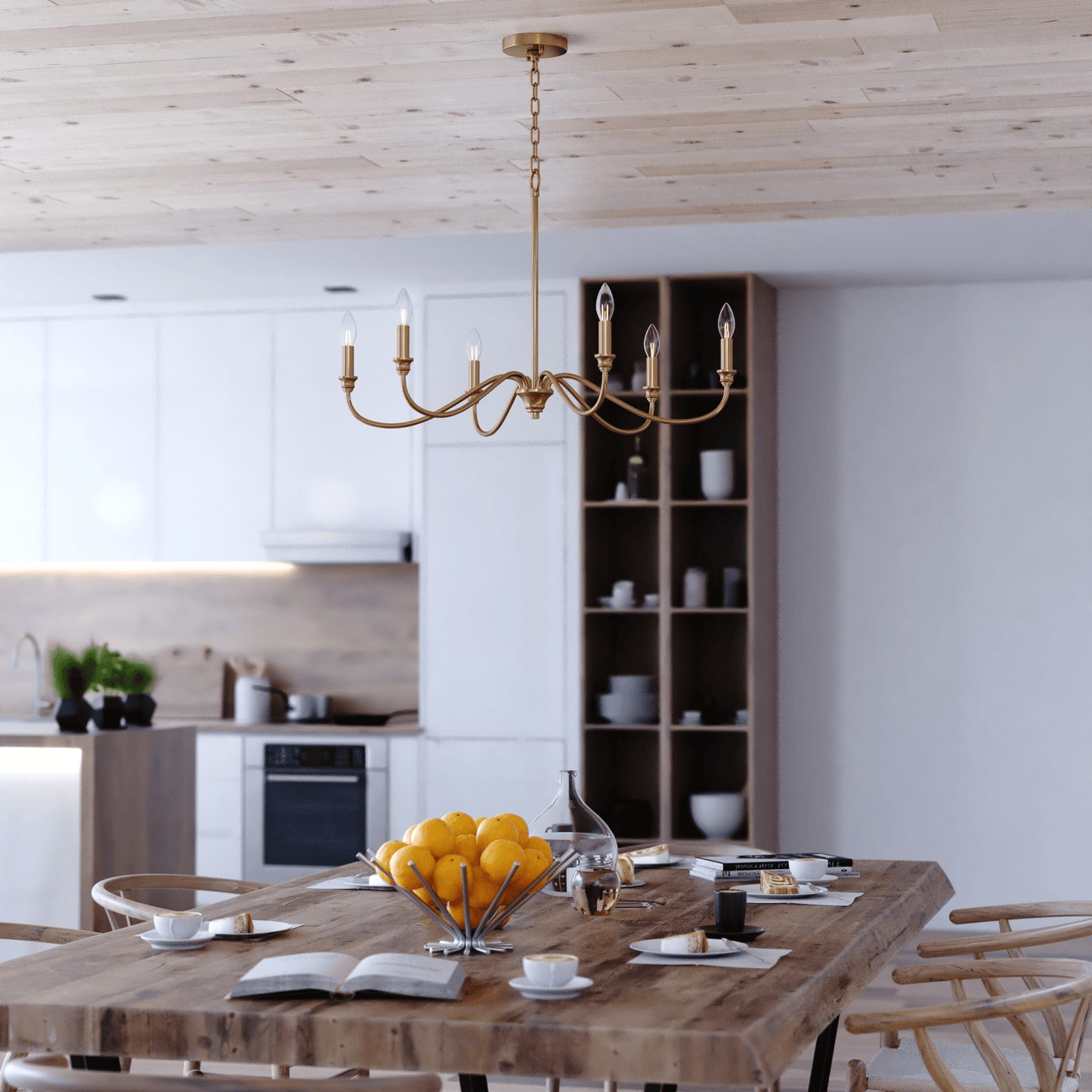 Annabelle 30 - in. W 6 Light Chandelier Muted Brass - Orvon Lighting