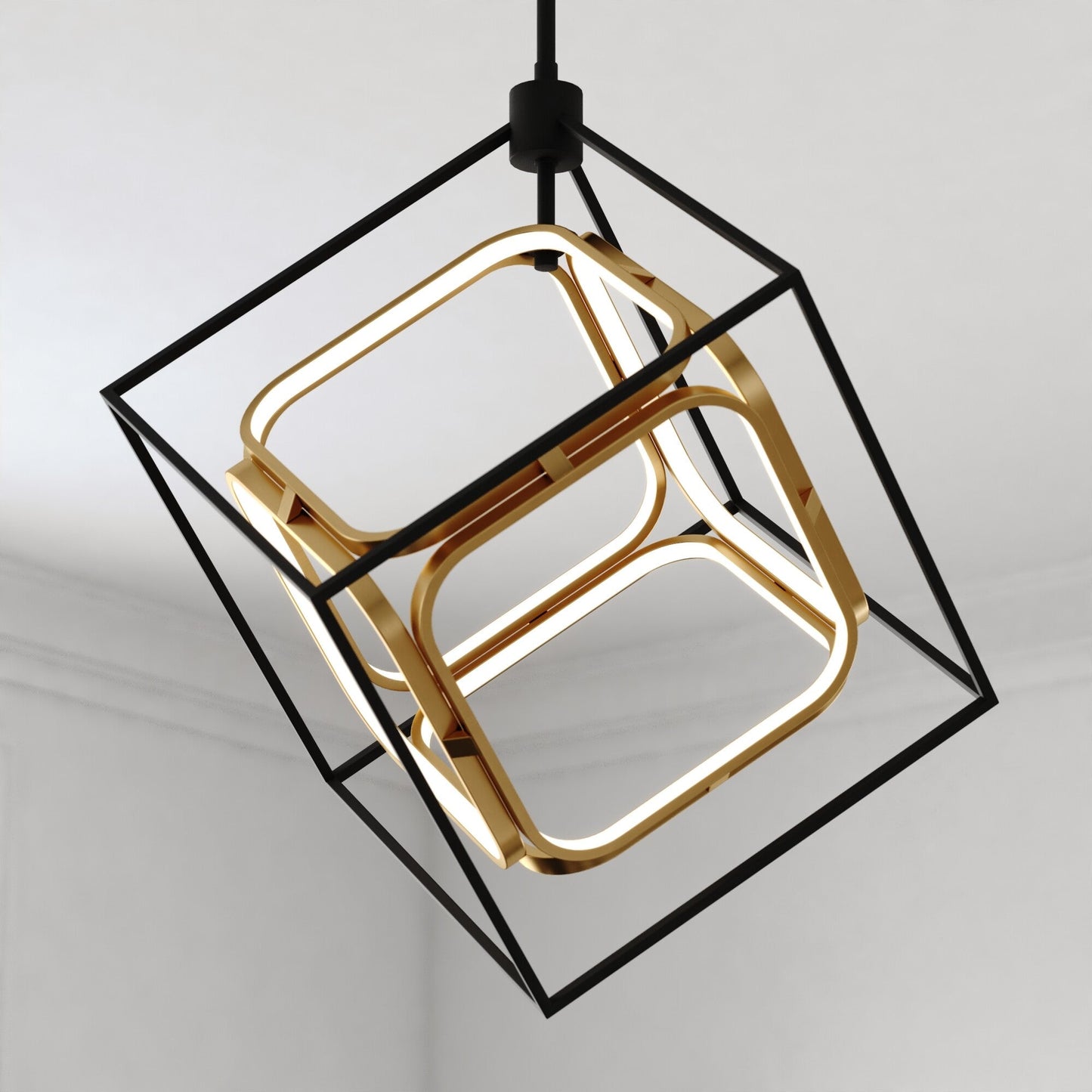 Anson 20 - in. LED Pendant Matte Black and Gold - Orvon Lighting
