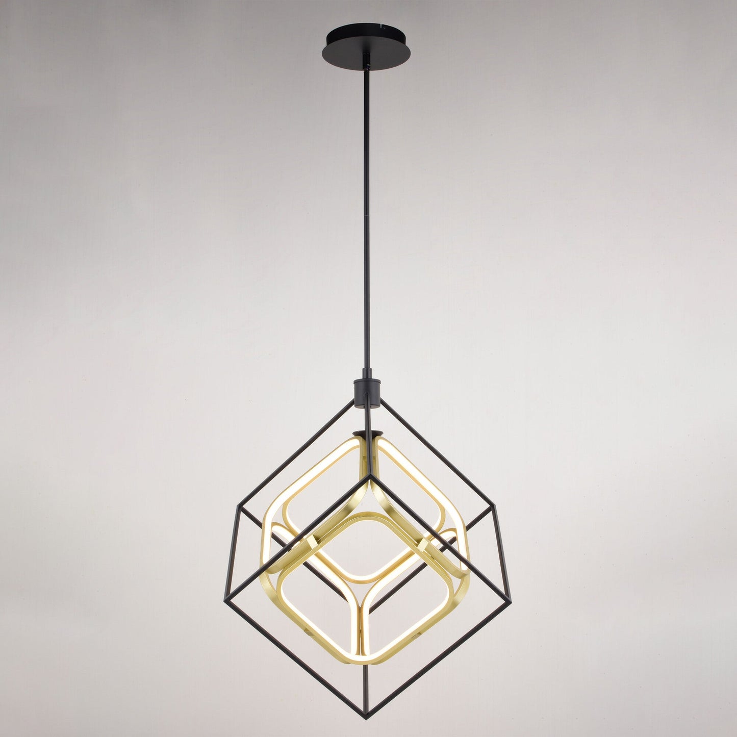 Anson 20 - in. LED Pendant Matte Black and Gold - Orvon Lighting