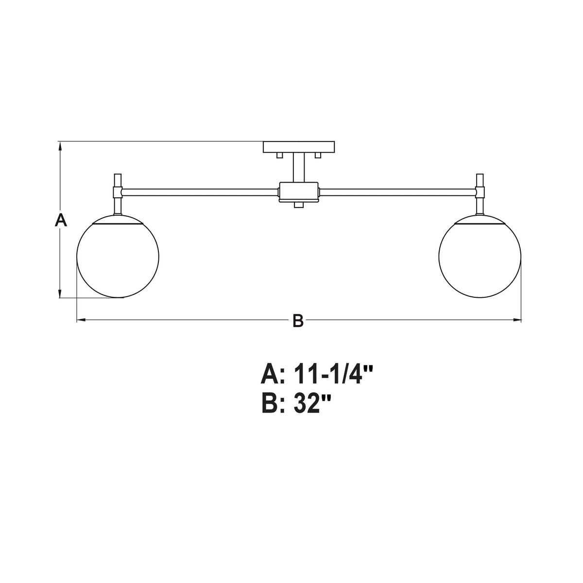 Armitage 32 - in 5 Light Semi - Flush Mount Matte Black - Orvon Lighting