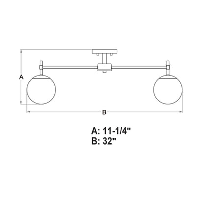 Armitage 32 - in 5 Light Semi - Flush Mount Matte Black - Orvon Lighting