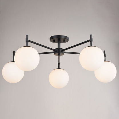 Armitage 32 - in 5 Light Semi - Flush Mount Matte Black - Orvon Lighting