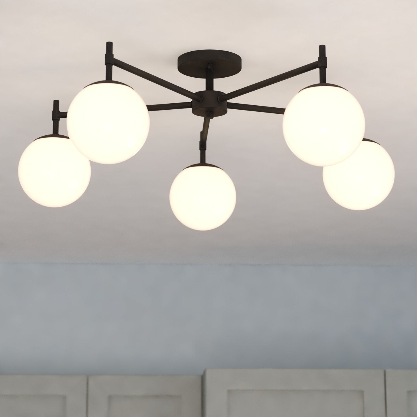 Armitage 32 - in 5 Light Semi - Flush Mount Matte Black - Orvon Lighting