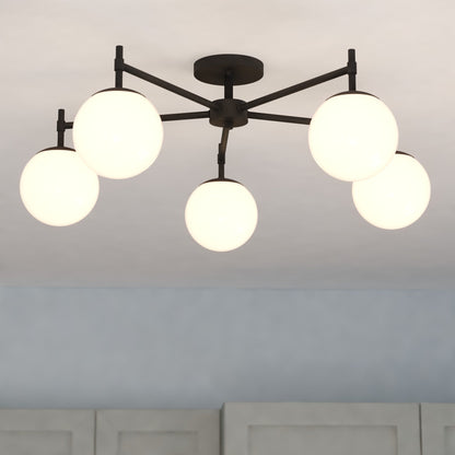 Armitage 32 - in 5 Light Semi - Flush Mount Matte Black - Orvon Lighting
