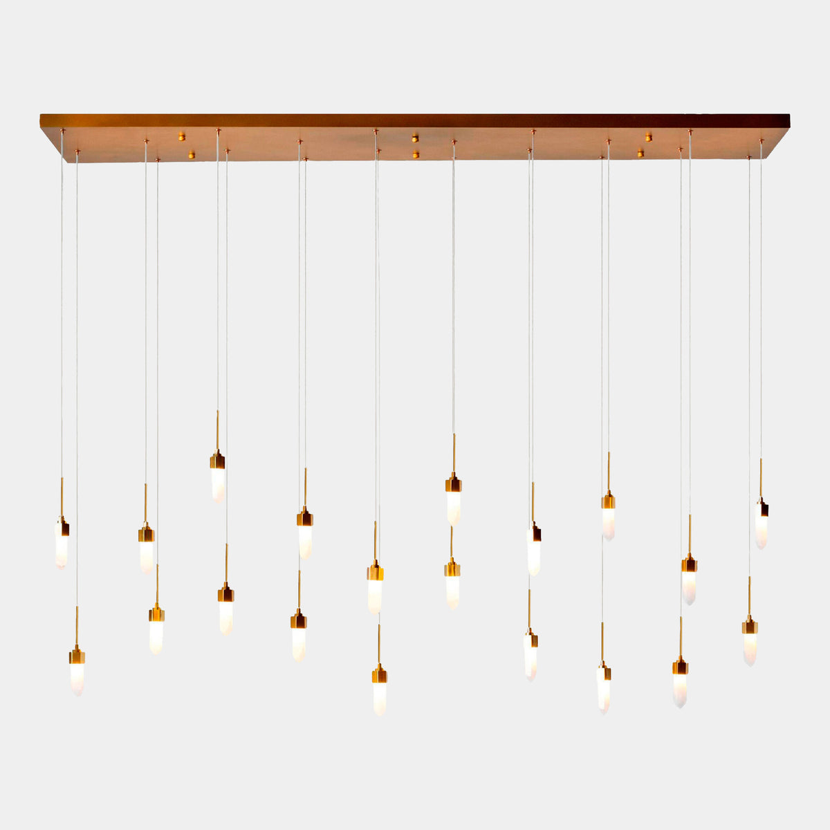 Global Views Leo Chandelier-20 Drop Rectangle-Satin Brass product view