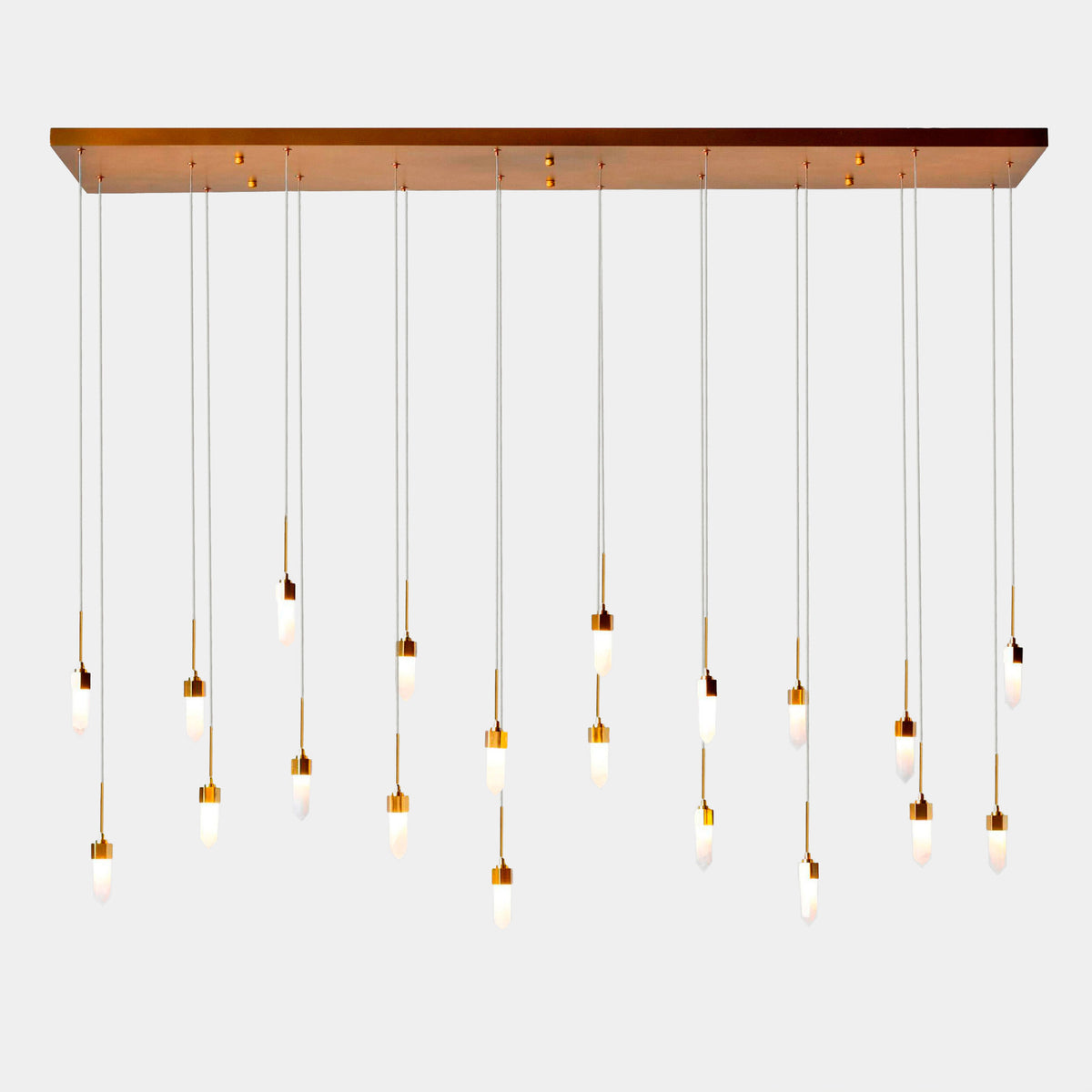 Global Views Leo Chandelier-20 Drop Rectangle-Satin Brass detail view