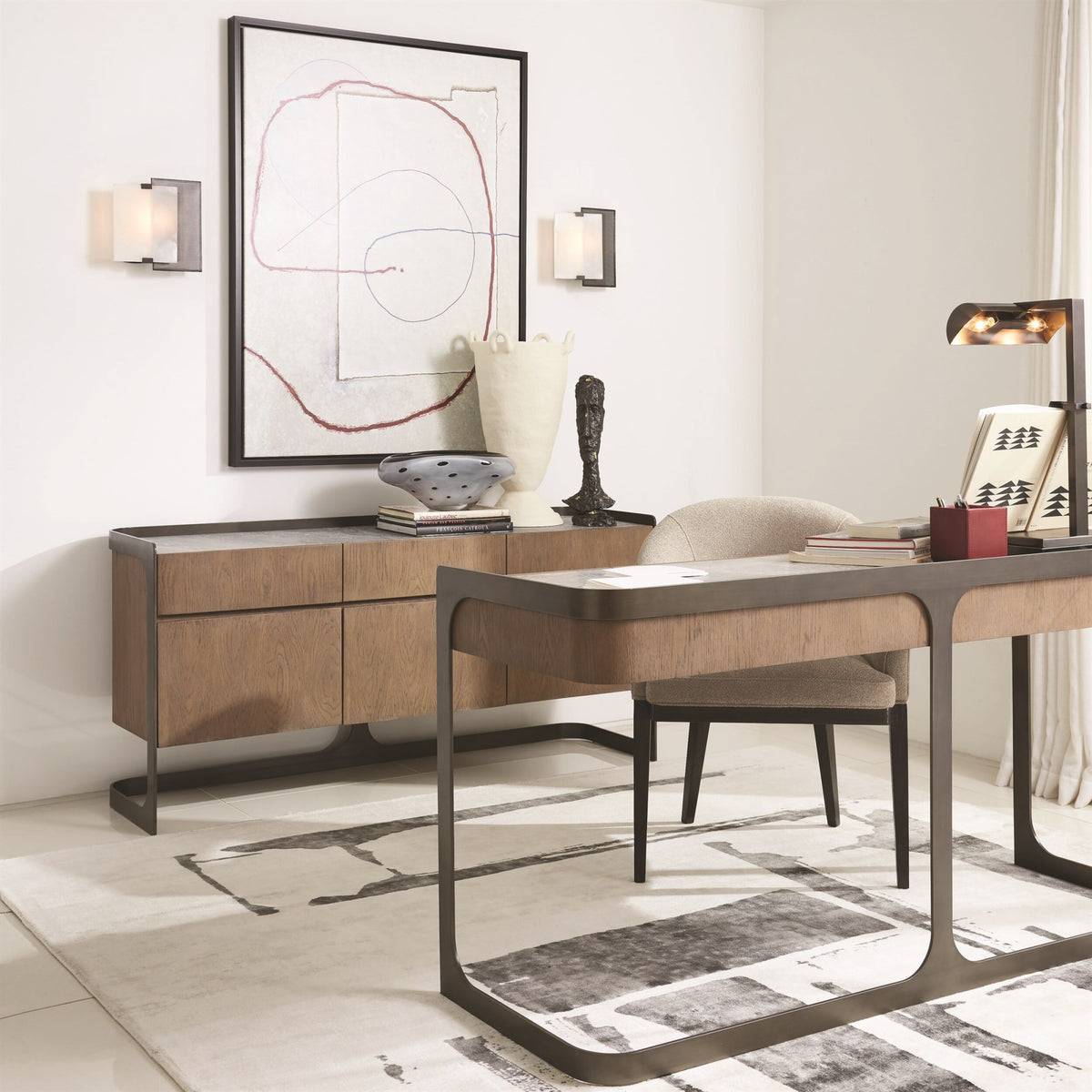 Global Views Edgar Tabletop Easel Lamp – Bronze lifestyle view
