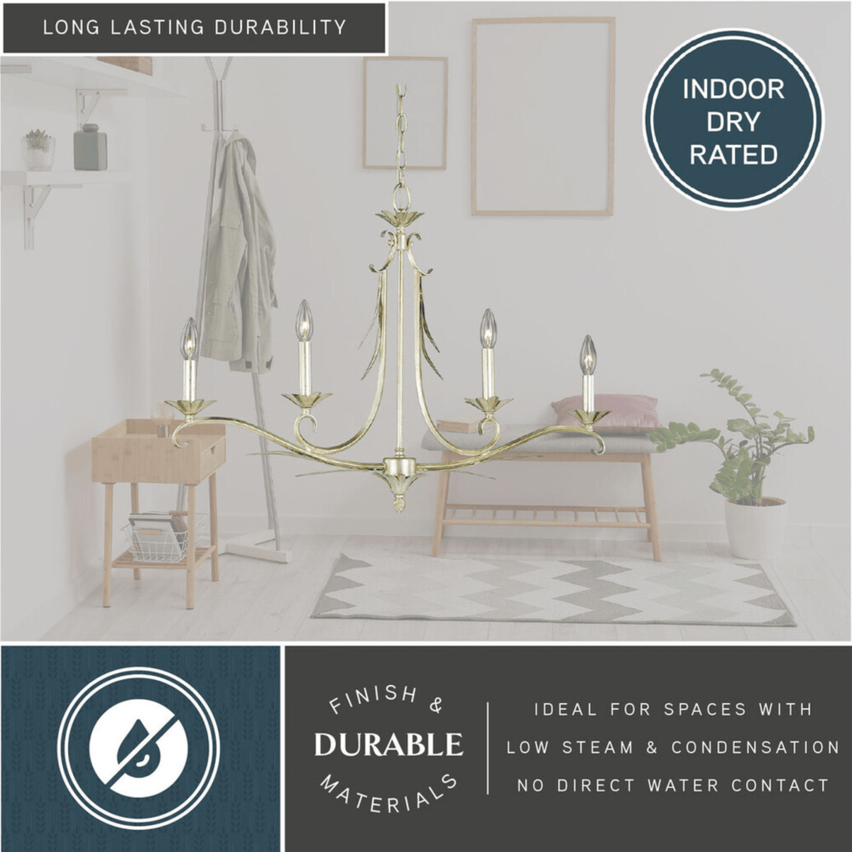 Austen 4L Linear Chandelier Silver Leaf - Orvon Lighting