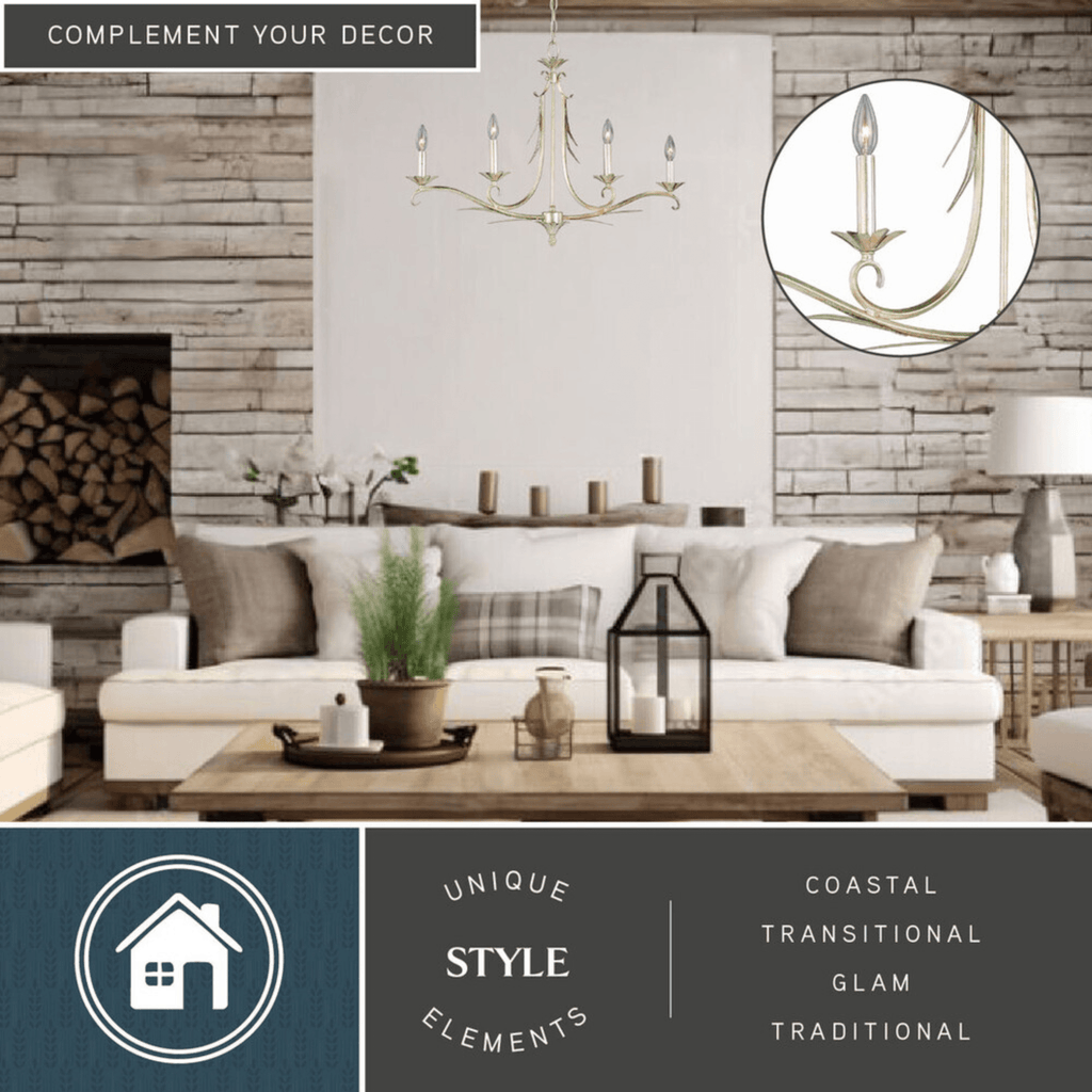Austen 4L Linear Chandelier Silver Leaf - Orvon Lighting