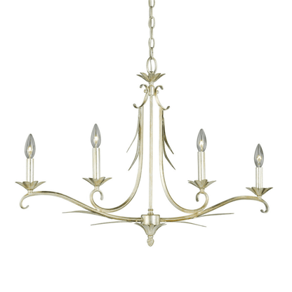 Austen 4L Linear Chandelier Silver Leaf - Orvon Lighting