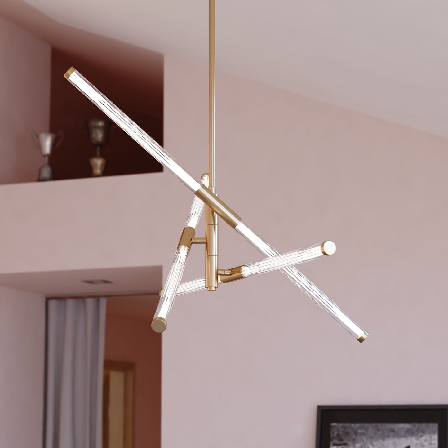 Avalon 27.25 - in. 6 Light LED Pendant Muted Brass - Orvon Lighting