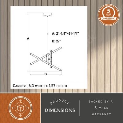 Avalon 27.25 - in. 6 Light LED Pendant Muted Brass - Orvon Lighting