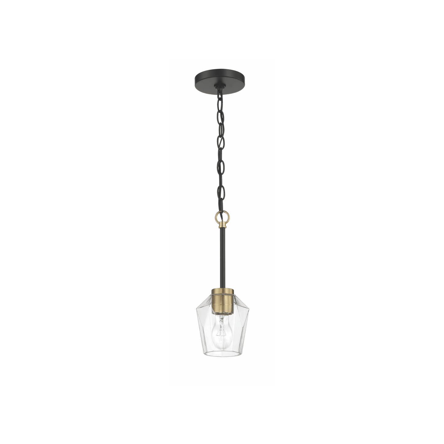 Avante Grand 1 Light 5 inch Flat Black and Satin Brass Mini Pendant Ceiling Light - Orvon Lighting