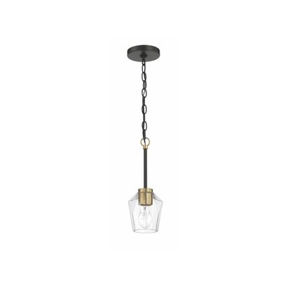 Avante Grand 1 Light 5 inch Flat Black and Satin Brass Mini Pendant Ceiling Light - Orvon Lighting