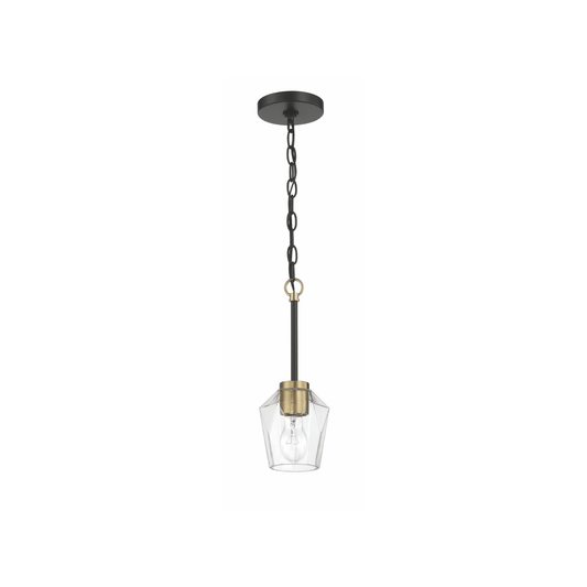 Avante Grand 1 Light 5 inch Flat Black and Satin Brass Mini Pendant Ceiling Light - Orvon Lighting