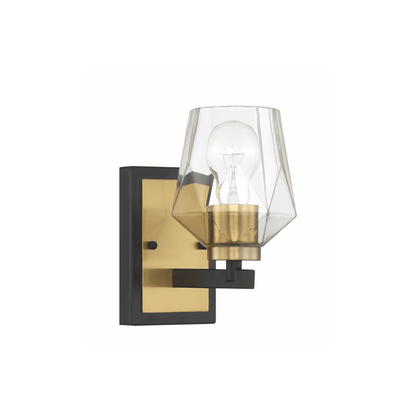 Avante Grand 1 Light 5 inch Flat Black and Satin Brass Wall Sconce Wall Light - Orvon Lighting