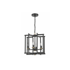 Avante Grand 4 Light 13.98 inch Flat Black and Satin Brass Cage Foyer Light Ceiling Light - Orvon Lighting