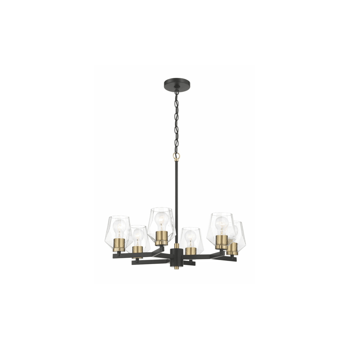 Avante Grand 6 Light 23.15 inch Flat Black and Satin Brass Chandelier Ceiling Light - Orvon Lighting