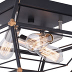 Bartlett 18 in. W 3 Light Flush Mount Oil Rubbed Bronze with Satin Nickel - Orvon Lighting