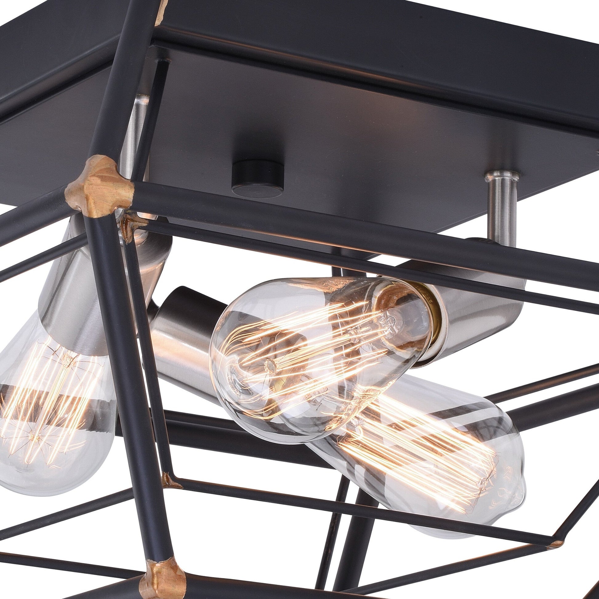 Bartlett 18 in. W 3 Light Flush Mount Oil Rubbed Bronze with Satin Nickel - Orvon Lighting