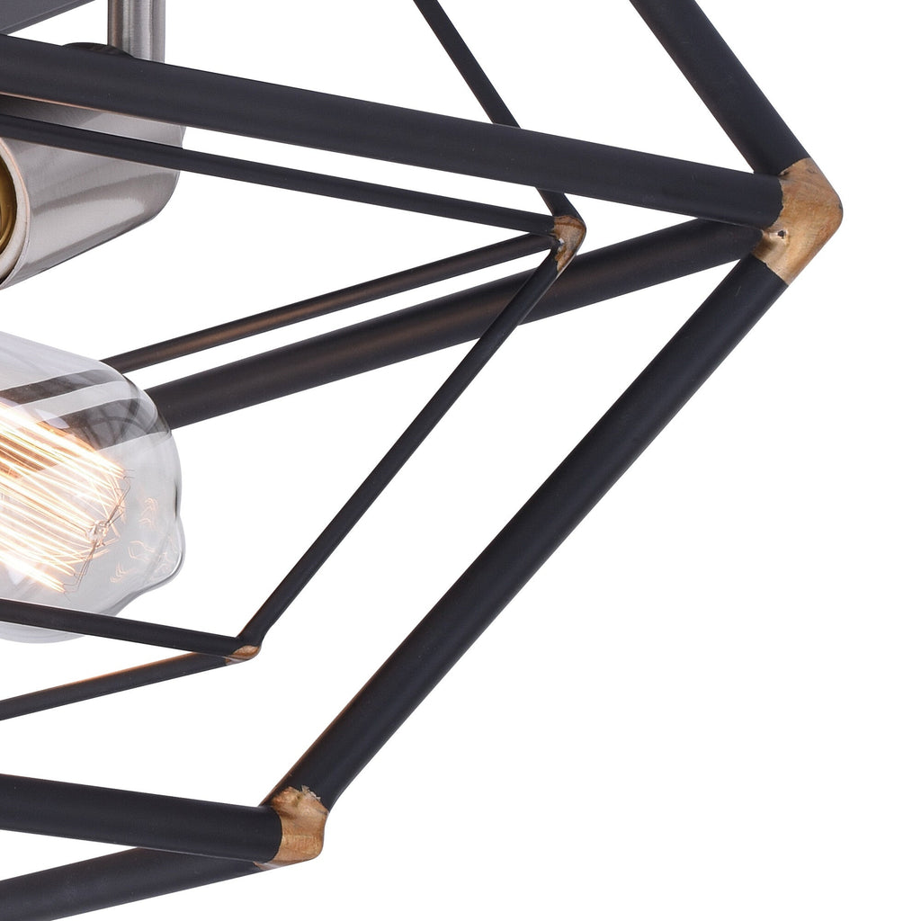 Bartlett 18 in. W 3 Light Flush Mount Oil Rubbed Bronze with Satin Nickel - Orvon Lighting