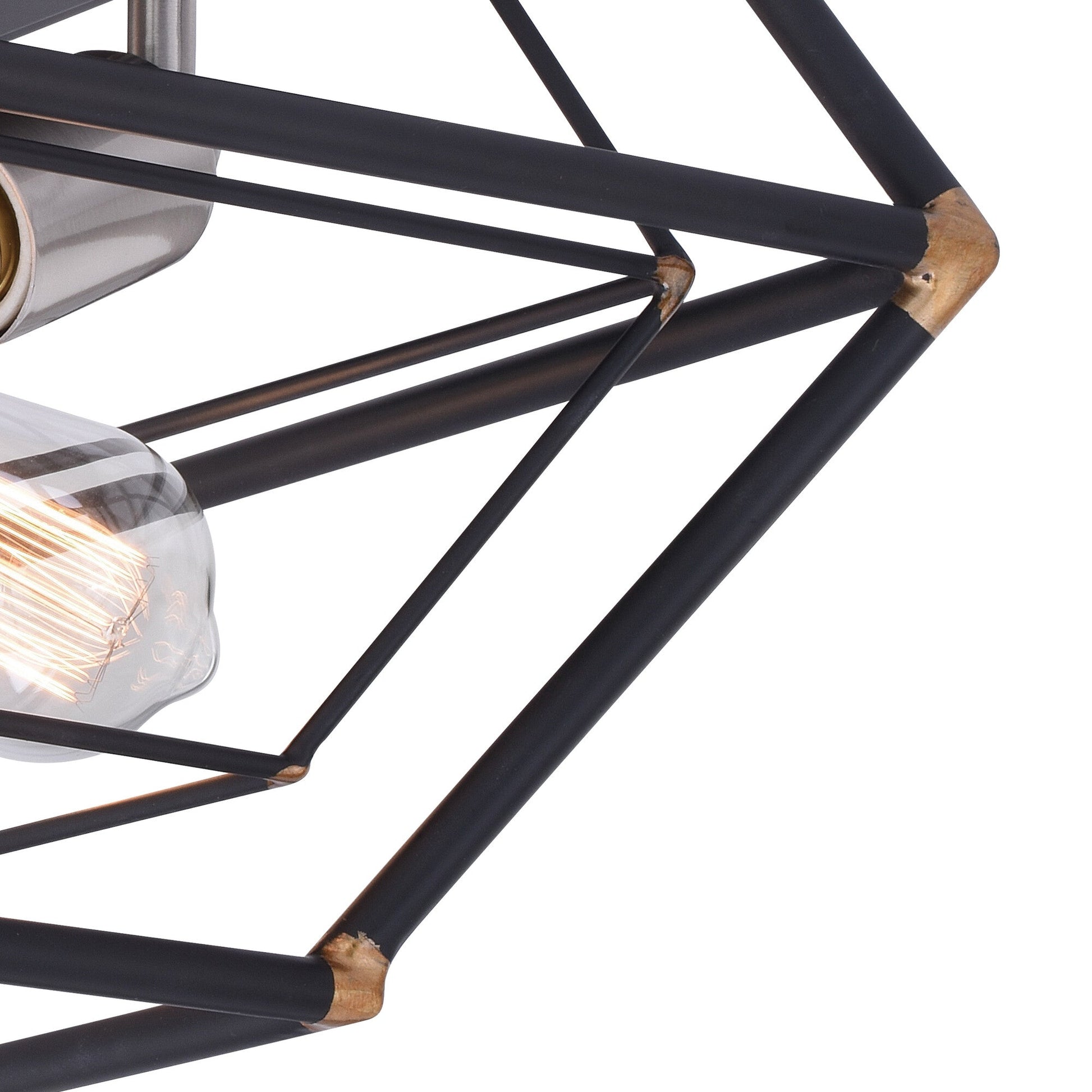Bartlett 18 in. W 3 Light Flush Mount Oil Rubbed Bronze with Satin Nickel - Orvon Lighting