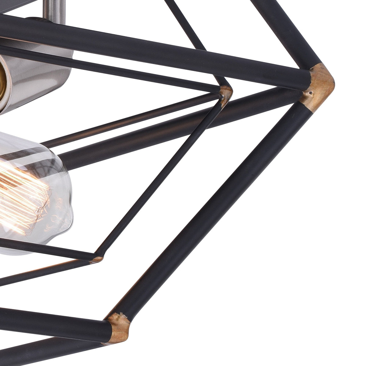 Bartlett 18 in. W 3 Light Flush Mount Oil Rubbed Bronze with Satin Nickel - Orvon Lighting