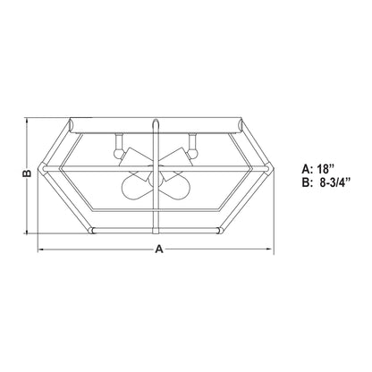 Bartlett 18 in. W 3 Light Flush Mount Oil Rubbed Bronze with Satin Nickel - Orvon Lighting