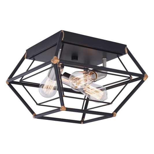 Bartlett 18 in. W 3 Light Flush Mount Oil Rubbed Bronze with Satin Nickel - Orvon Lighting