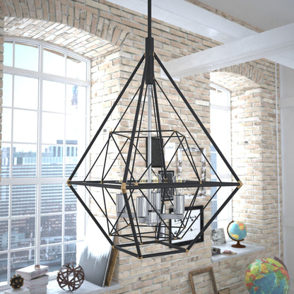Bartlett 24 in. W 4 Light Pendant Oil Rubbed Bronze with Satin Nickel - Orvon Lighting