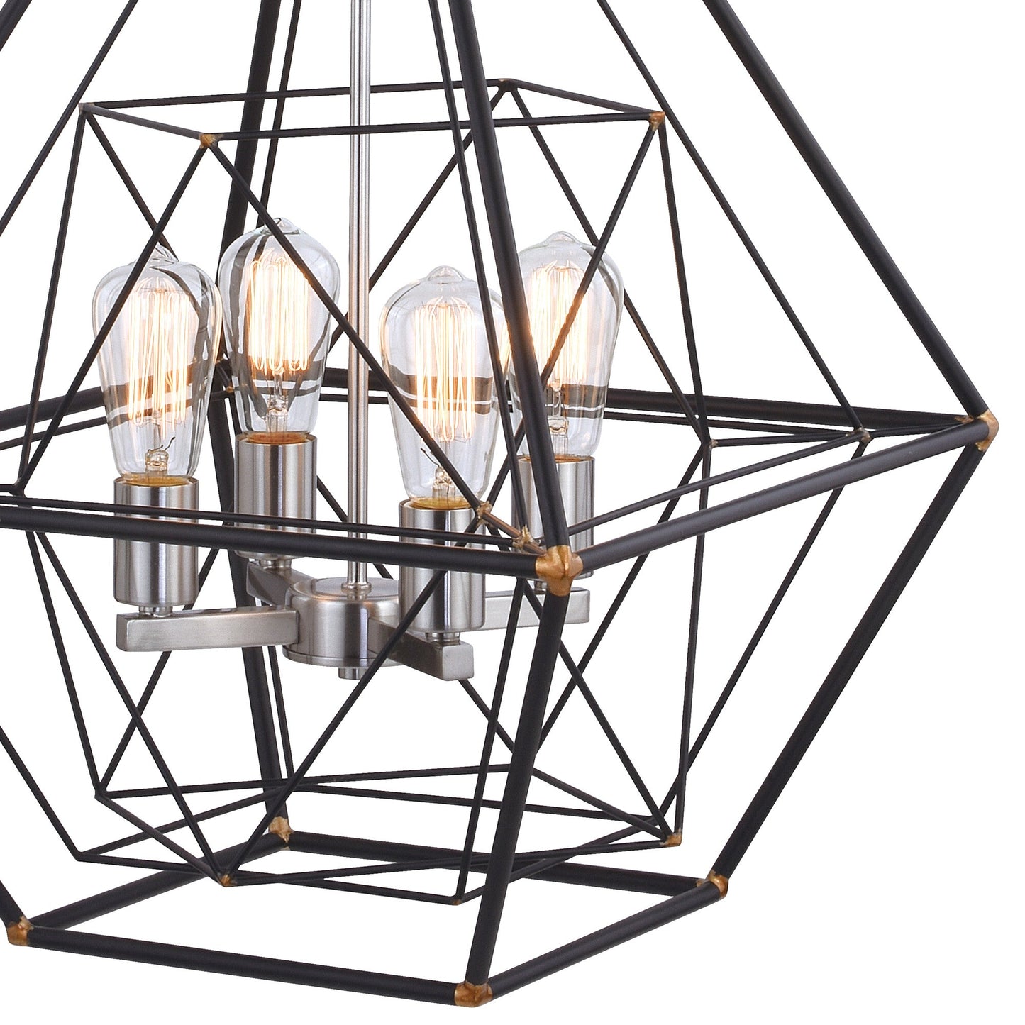 Bartlett 24 in. W 4 Light Pendant Oil Rubbed Bronze with Satin Nickel - Orvon Lighting