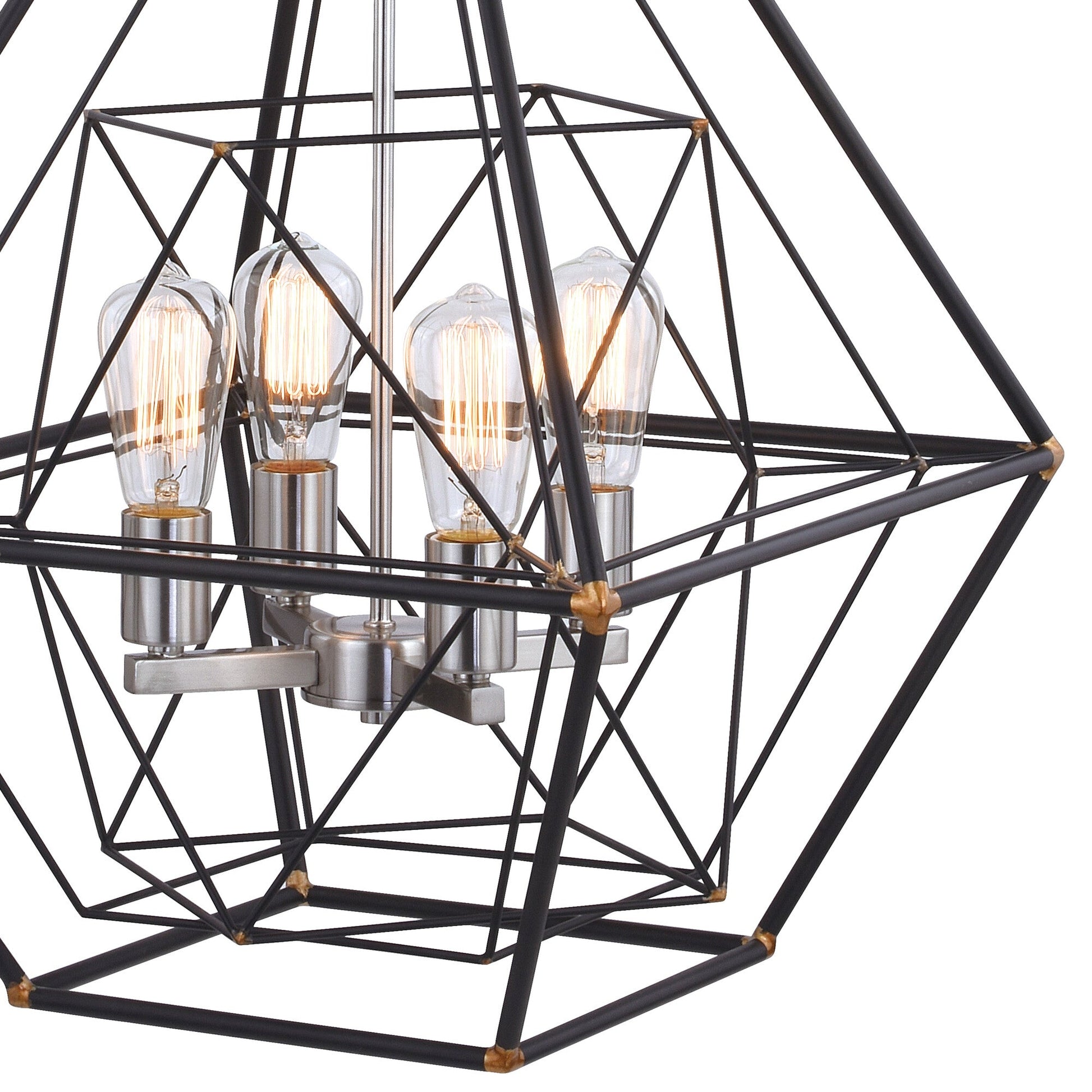 Bartlett 24 in. W 4 Light Pendant Oil Rubbed Bronze with Satin Nickel - Orvon Lighting
