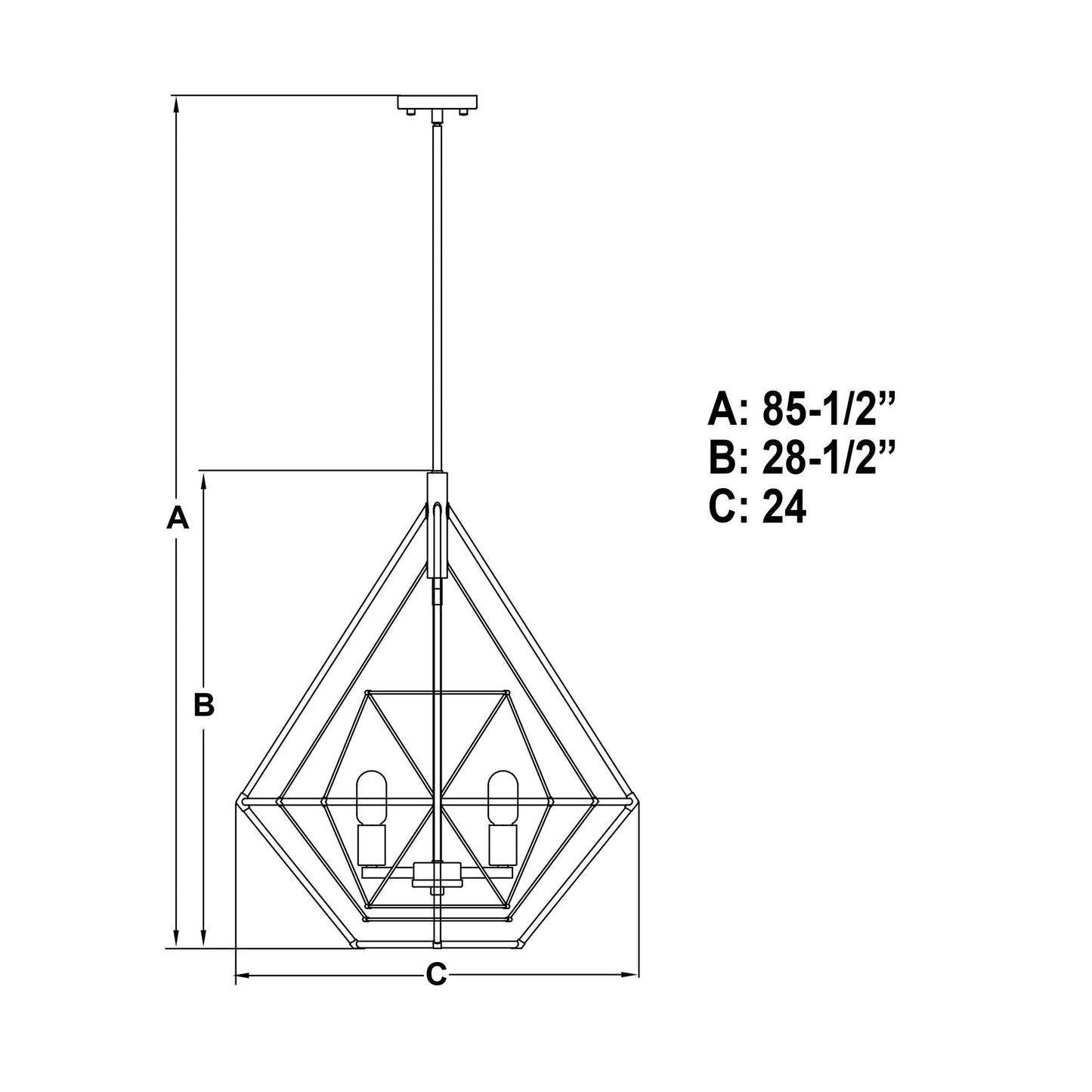Bartlett 24 in. W 4 Light Pendant Oil Rubbed Bronze with Satin Nickel - Orvon Lighting