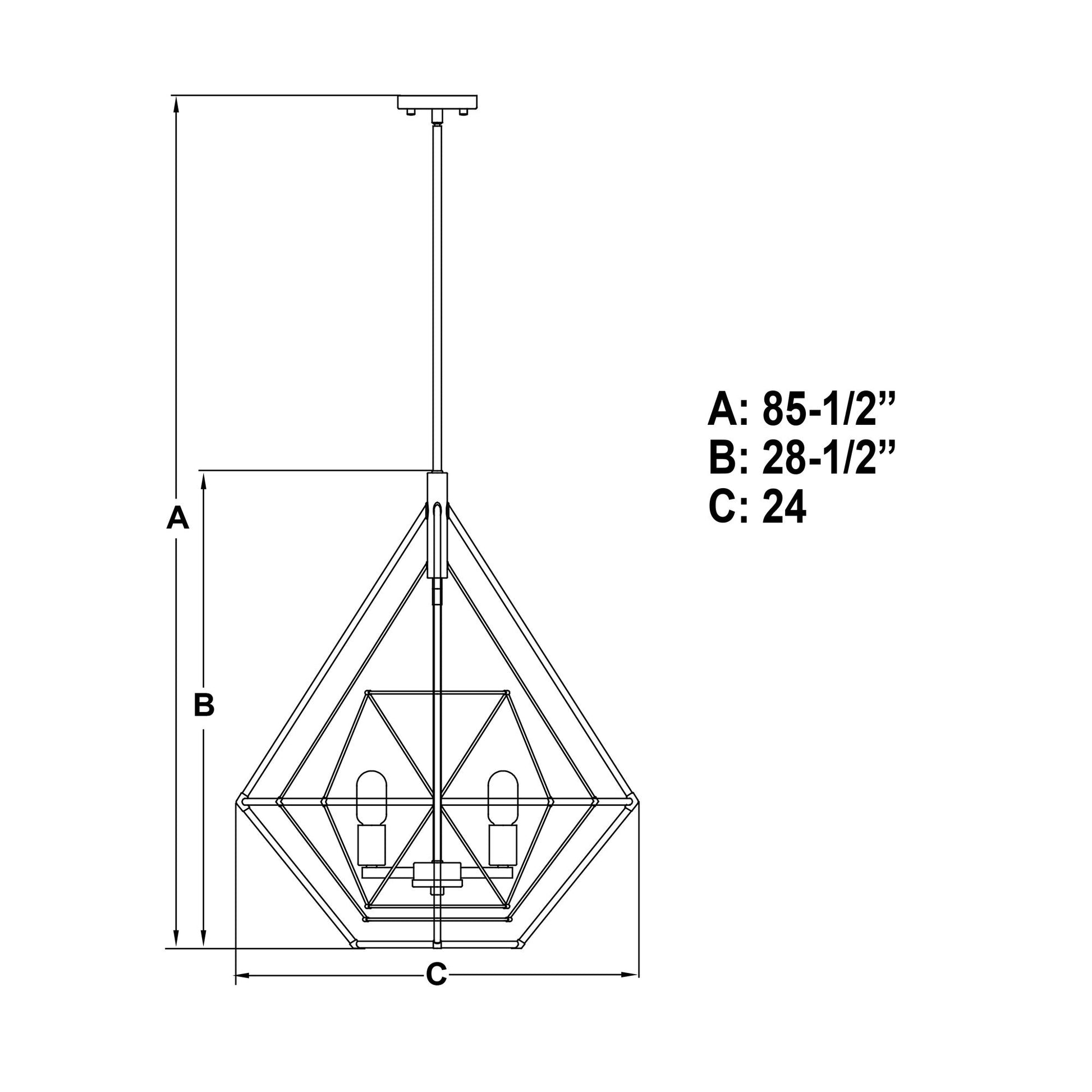 Bartlett 24 in. W 4 Light Pendant Oil Rubbed Bronze with Satin Nickel - Orvon Lighting